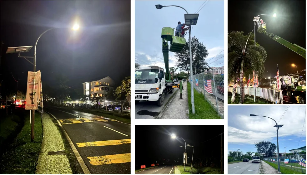 80W split solar street light retrofit project on 10m poles for a main road in Malaysia 80W split solar street light retrofit project on 10m poles for a main road in Malaysia