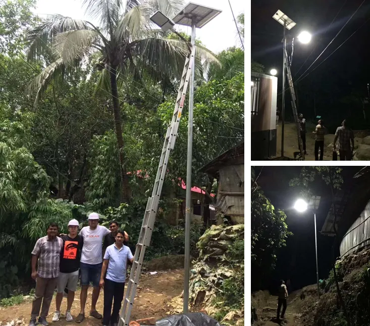 30W all-in-two solar street light installed on a 6m pole for a road project in Bangladesh 30W all-in-two solar street light installed on a 6m pole for a road project in Bangladesh