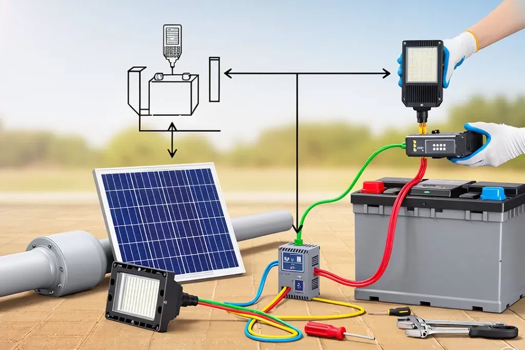 How to install solar street lights by one person?