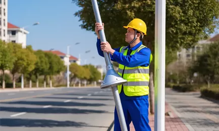 How to install solar street lights by one person?